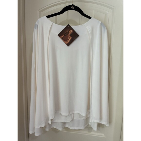Iman Global Chic IVORY Cape Open Blouse Size Large NWT - Picture 1 of 3